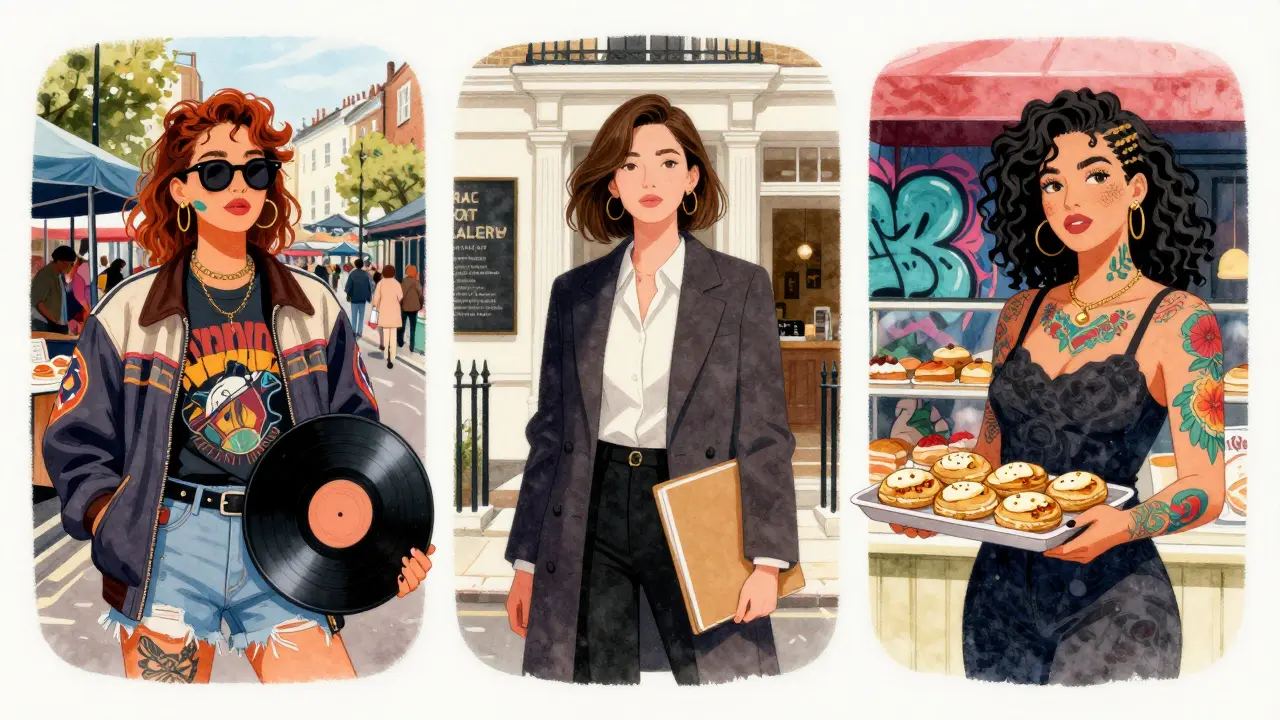 Three women in Camden, Kensington, and Brixton, each representing distinct London styles and cultures.