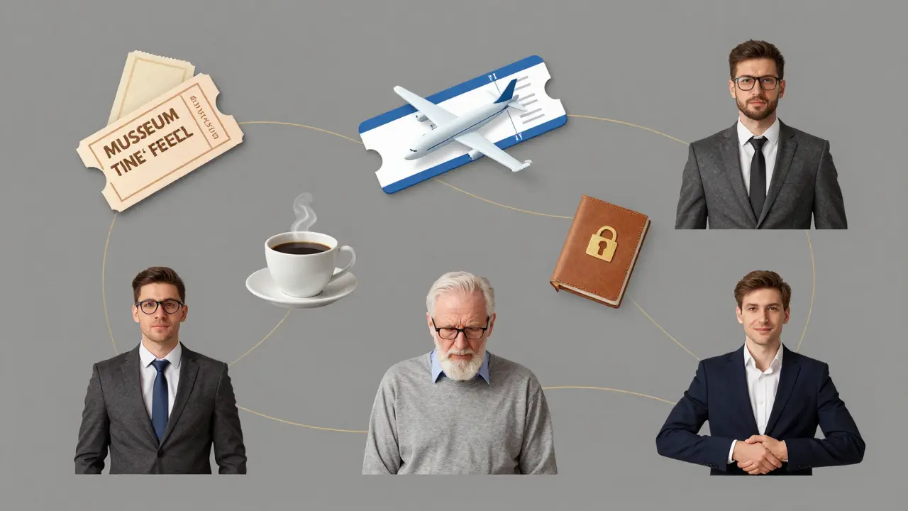 Abstract representation of diverse individuals connected by symbols of companionship and emotional support.